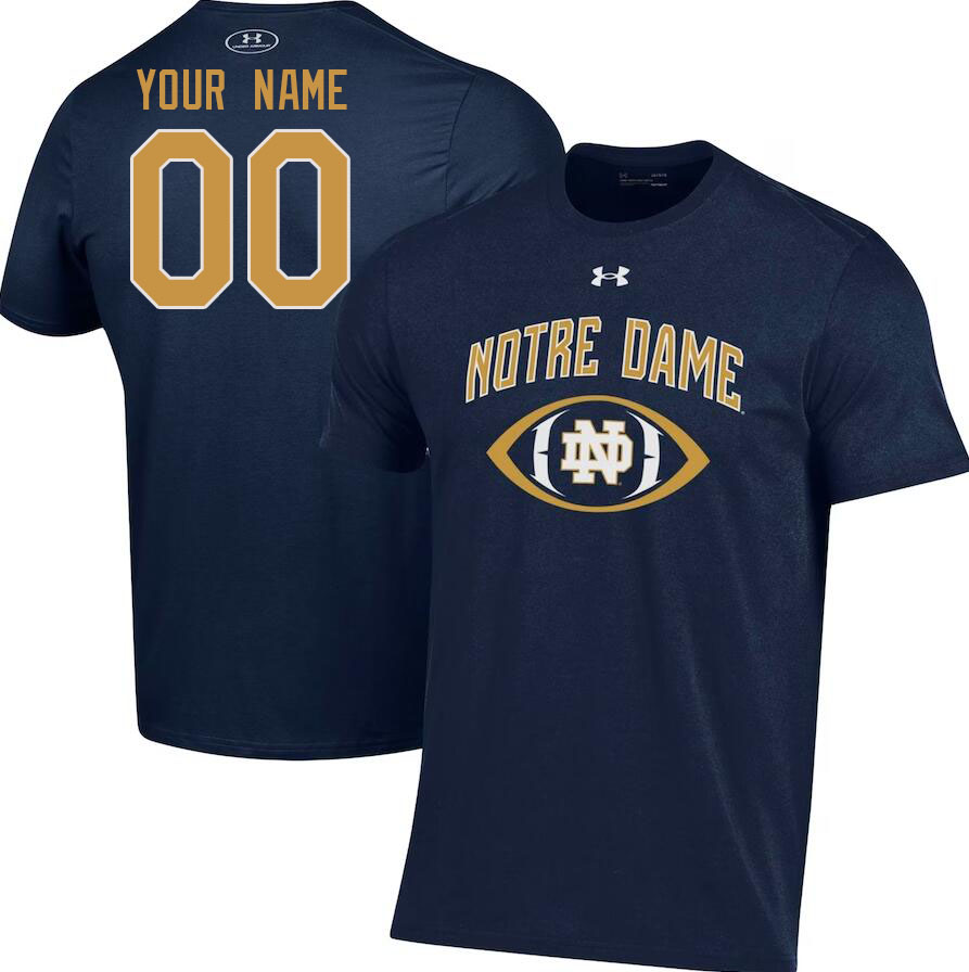 Custom Notre Dame Fighting Irish Name And Number College Tshirt-Navy